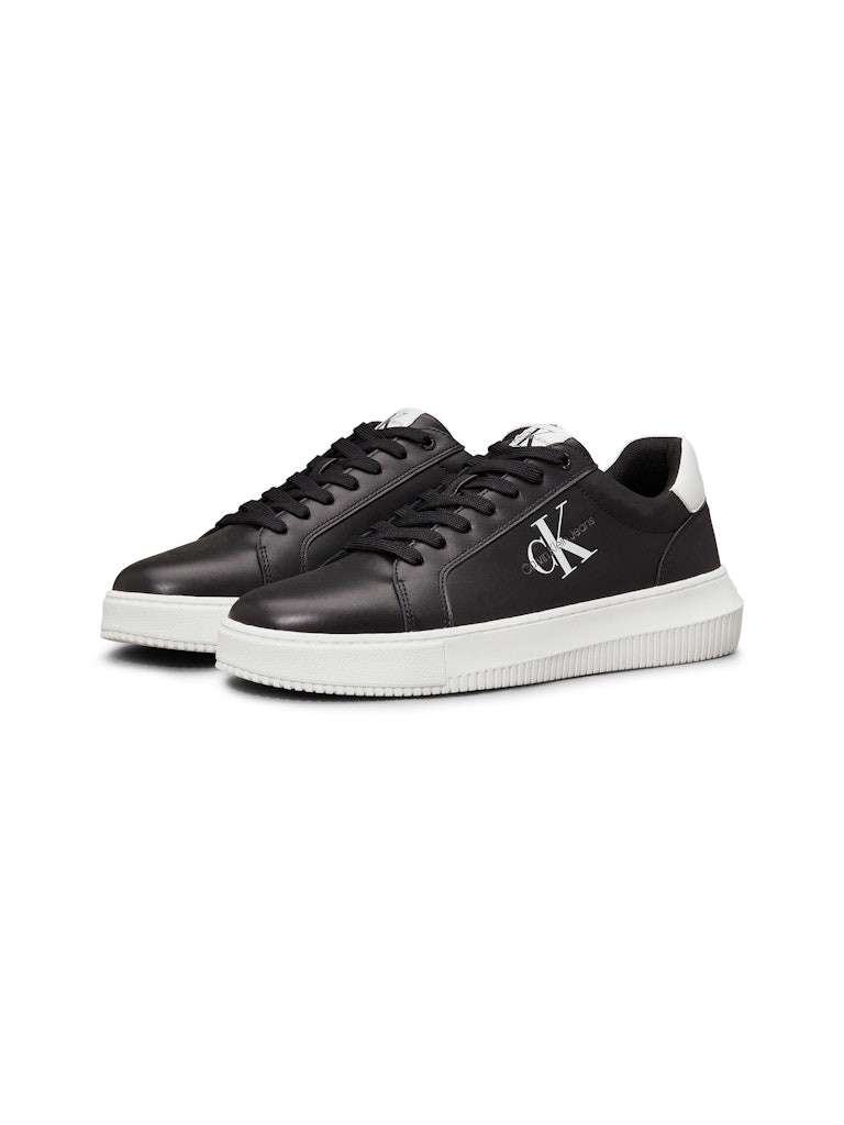 Calvin Klein Deri Siyah Erkek Kısa Taban Sneakers - YM0YM006810GJ