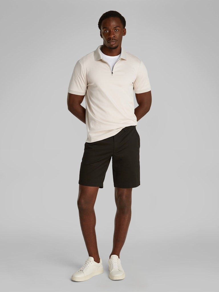 Calvin Klein Organik Pamuk Bej Erkek Kısa Kollu Fermuarlı Polo Yaka T-Shirt - K10K112754PDV