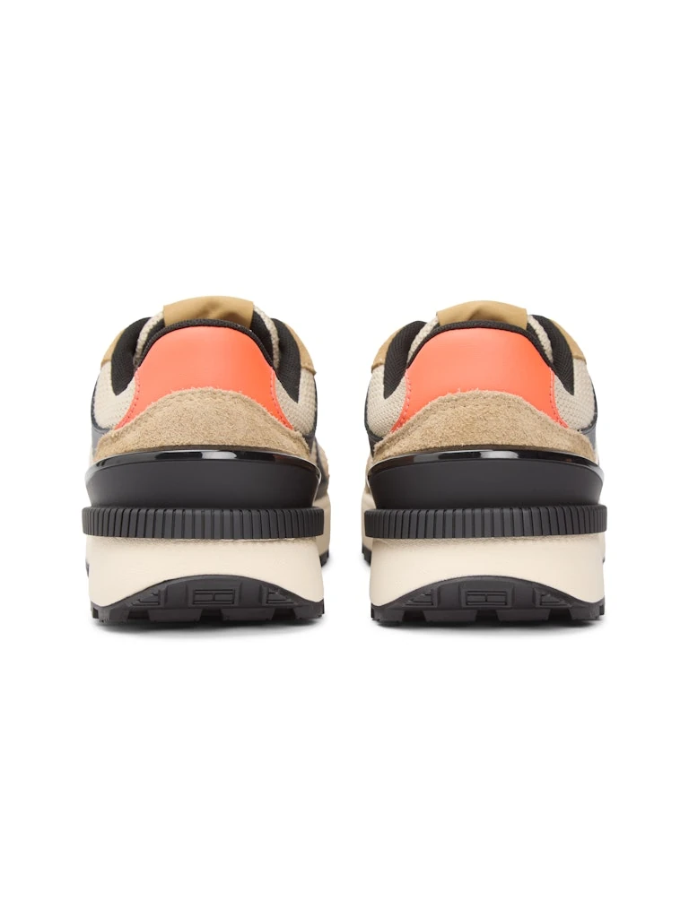 Tommy Hilfiger Erkek Bej Deri Kısa Taban Runner Sneakers