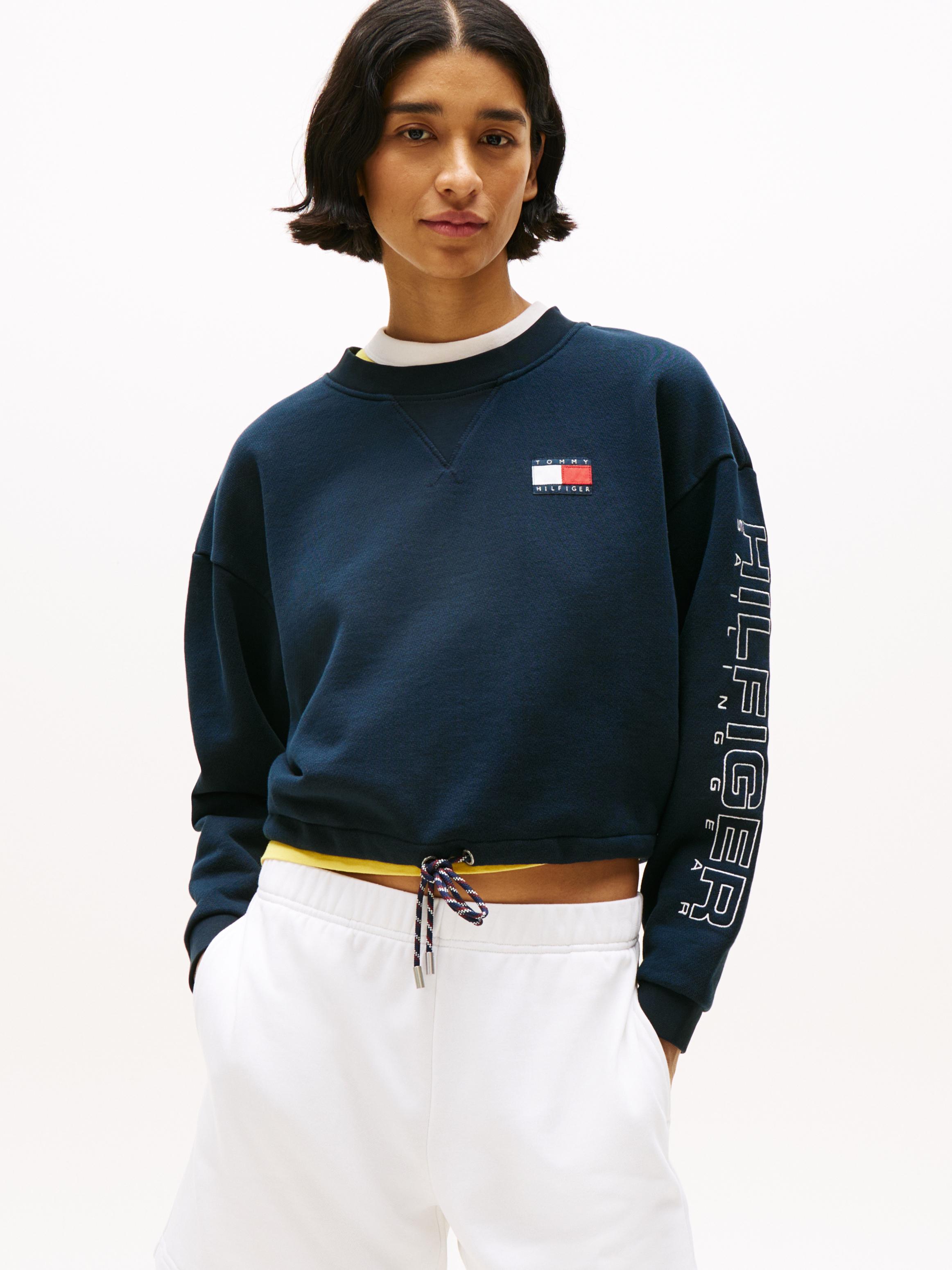 Tommy Hilfiger Organik Pamuk Mavi Kadın O Yaka Yelkenci Sweatshirts - WW0WW46764C1G