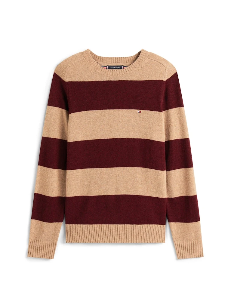 Tommy Hilfiger Erkek O Yaka Bordo Triko