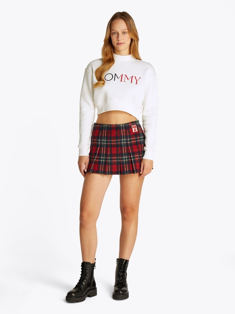 Tommy Jeans Crop Rwb Kadın Beyaz Sweatshirt - DW0DW20540YAD