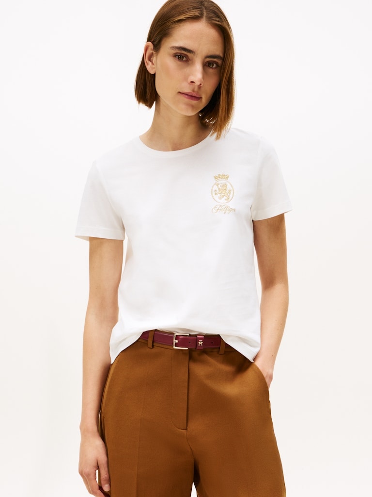 Tommy Hilfiger Kadın Beyaz O Yaka T-Shirt