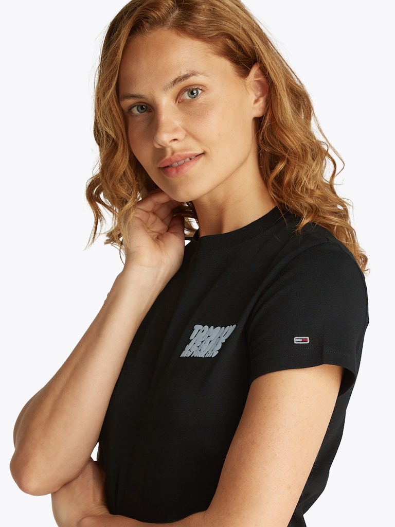 Tommy Hilfiger Rejeneratif Pamuk Siyah Kadın Kısa Kollu T-Shirt - DW0DW21338BDS