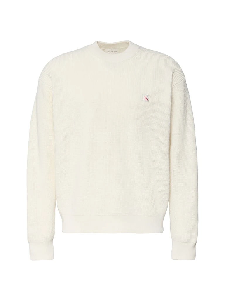 Calvin Klein Erkek Beyaz Pamuk O Yaka Triko