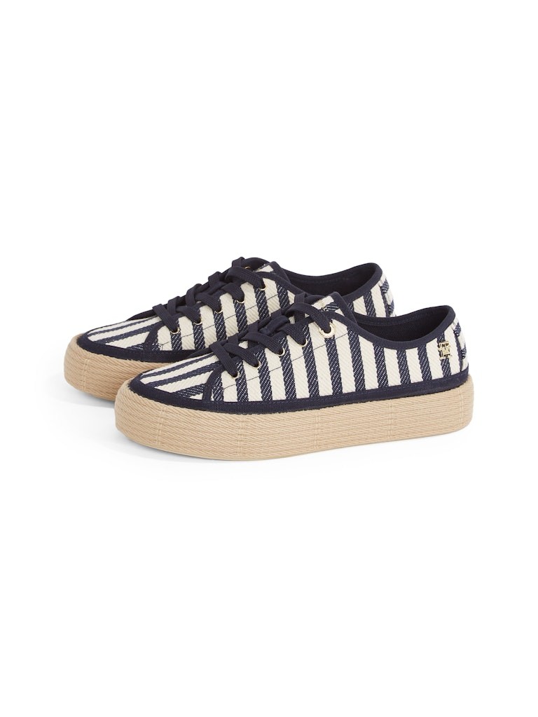 Tommy Hilfiger Pamuk Mavi Kadın Kısa Taban Sneakers - FW0FW086460GZ