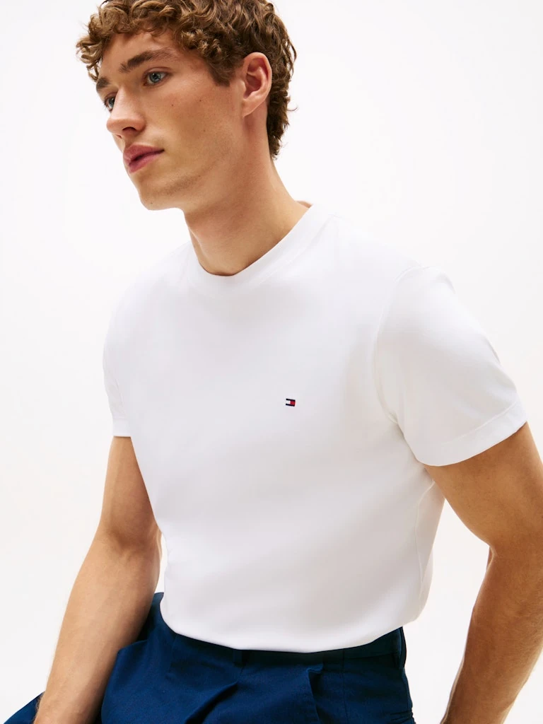 Tommy Hilfiger Erkek Beyaz Pamuk O Yaka T-Shirt