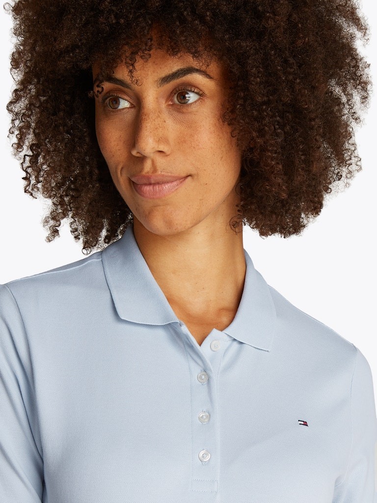 Tommy Hilfiger Rejeneratif Pamuk Mavi Kadın Kısa Kollu Düğmeli Polo Yaka T-Shirt - WW0WW43224C1O