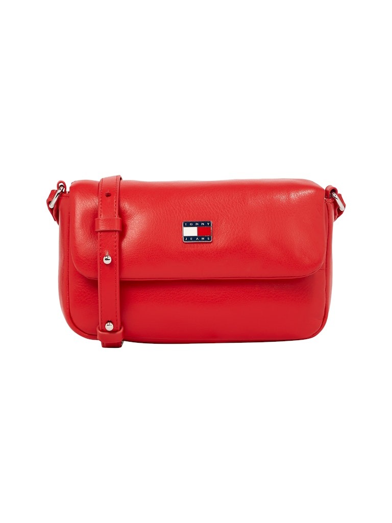 Tommy Hilfiger Kadın Ayarlanabilir Omuz Askılı Fermuarlı İç Cepli Deri Kırmızı Omuz Çantası - AW0AW16978XME