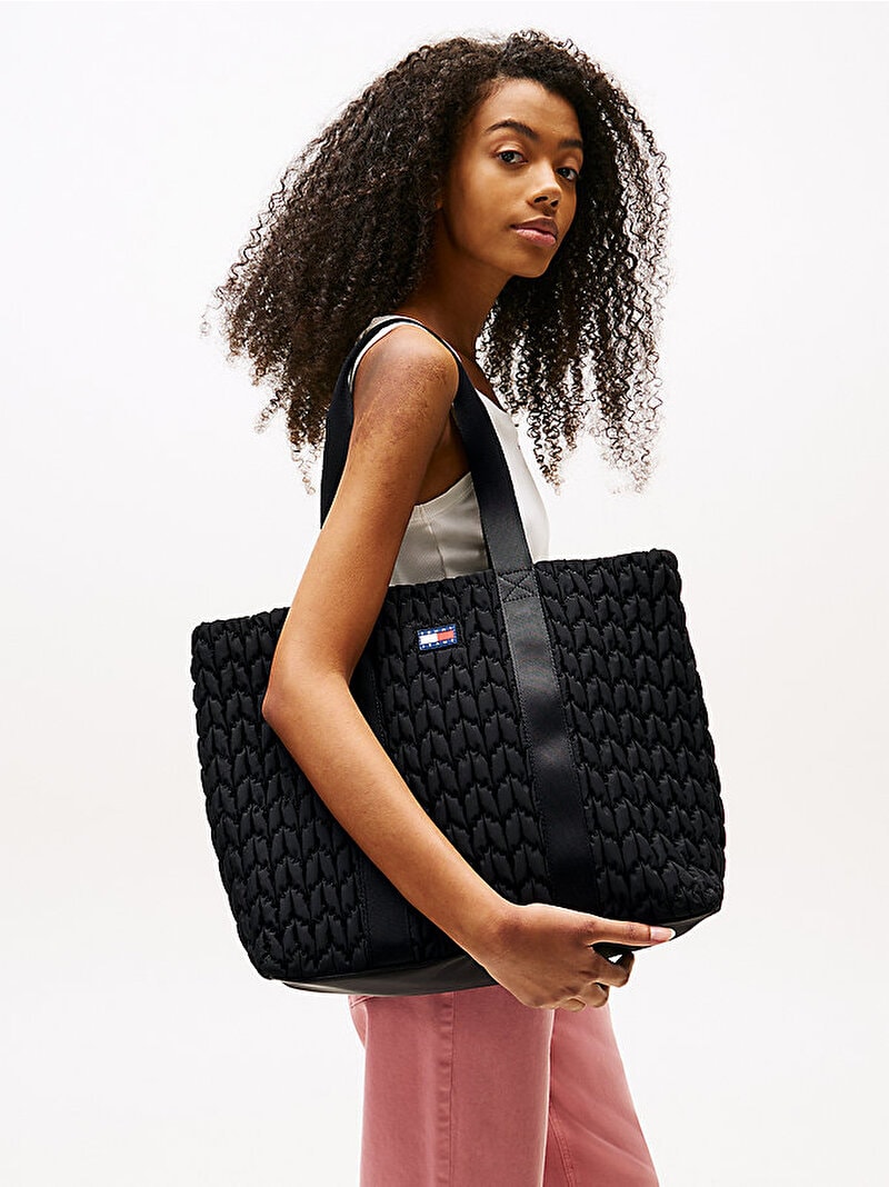 Tommy Hilfiger Kadın Urban Quilted Tote Siyah Çanta