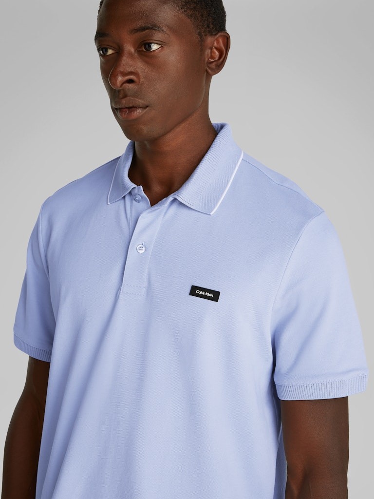 Calvin Klein Organik Pamuk Mavi Erkek Kısa Kollu Fermuarlı Polo Yaka T-Shirt - K10K112754DWE