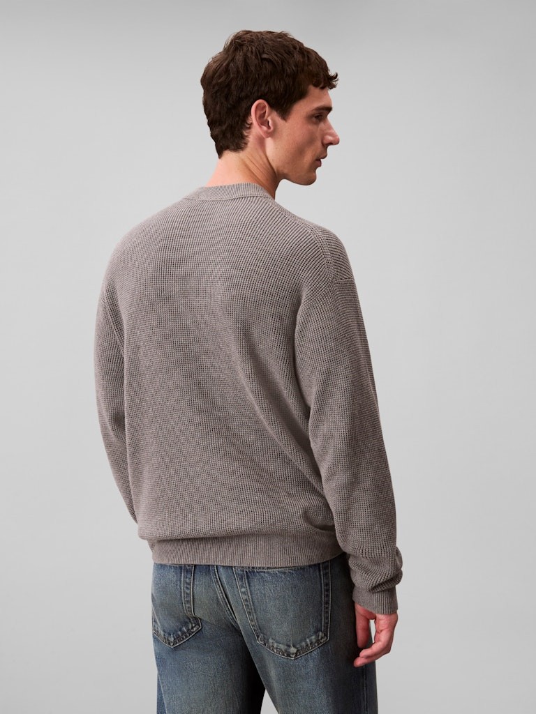 Calvin Klein Erkek Gri Pamuk O Yaka Triko