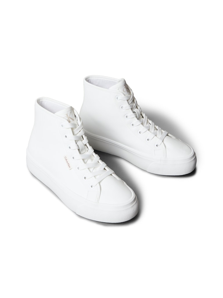 Calvin Klein Kadın Beyaz Deri Kısa Taban Yarım Boğazlı Sneakers