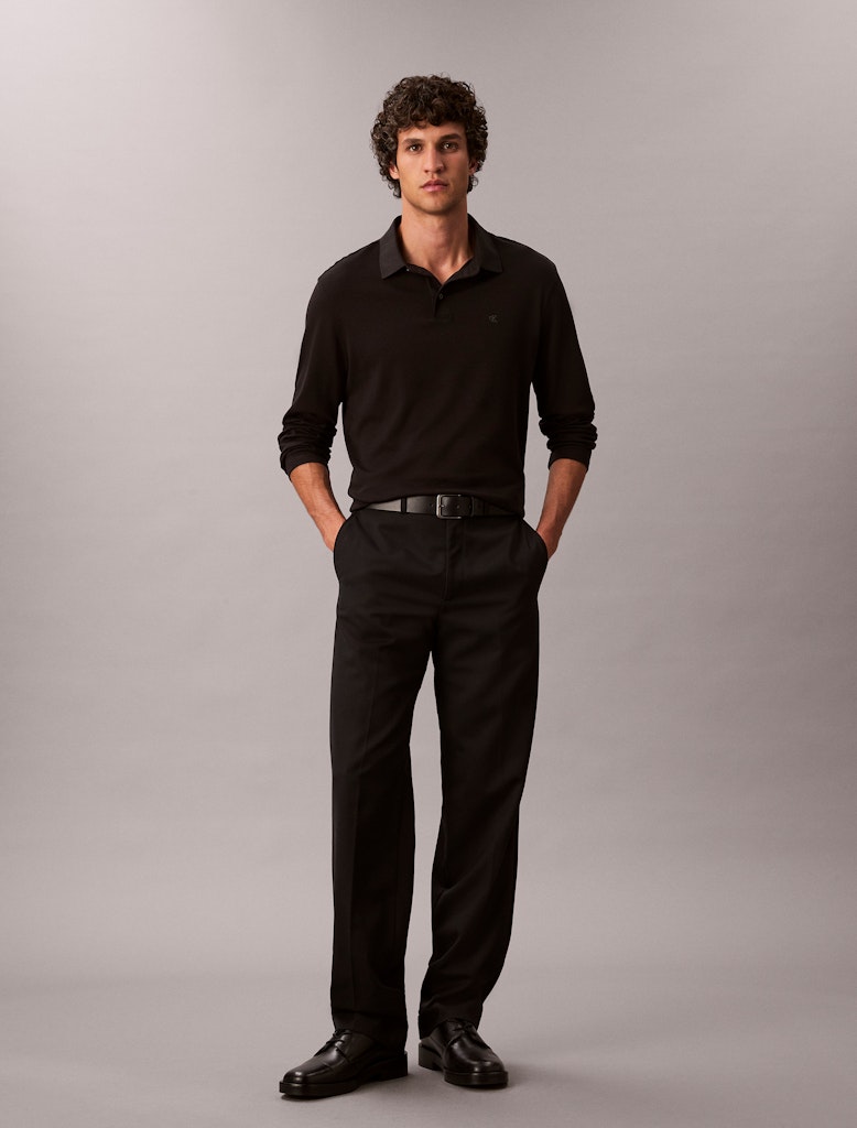 Calvin Klein Erkek Siyah Uzun Kollu Polo Yaka T-Shirt
