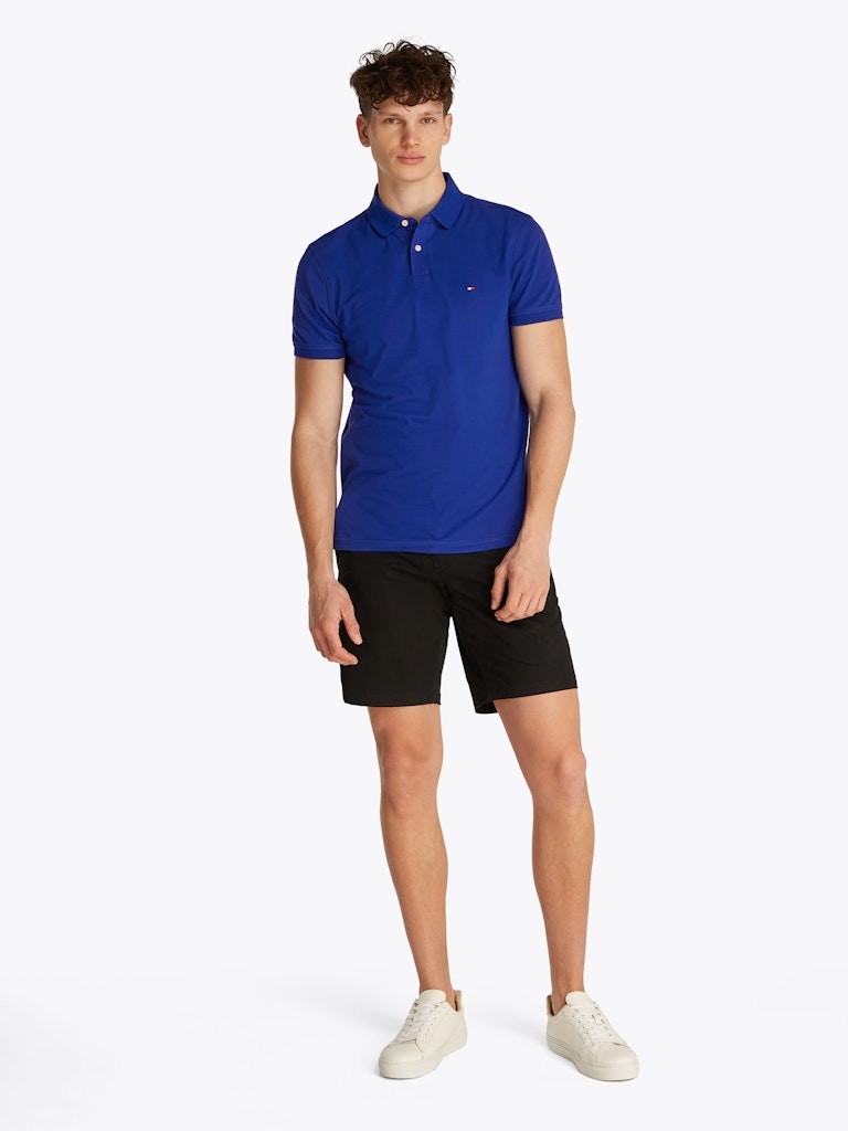 Tommy Hilfiger Organik Pamuk Mavi Erkek Kısa Kollu Düğmeli Polo Yaka T-Shirt - MW0MW17770D03