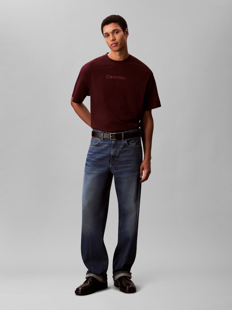 Calvin Klein Erkek Bordo Pamuk O Yaka T-Shirt
