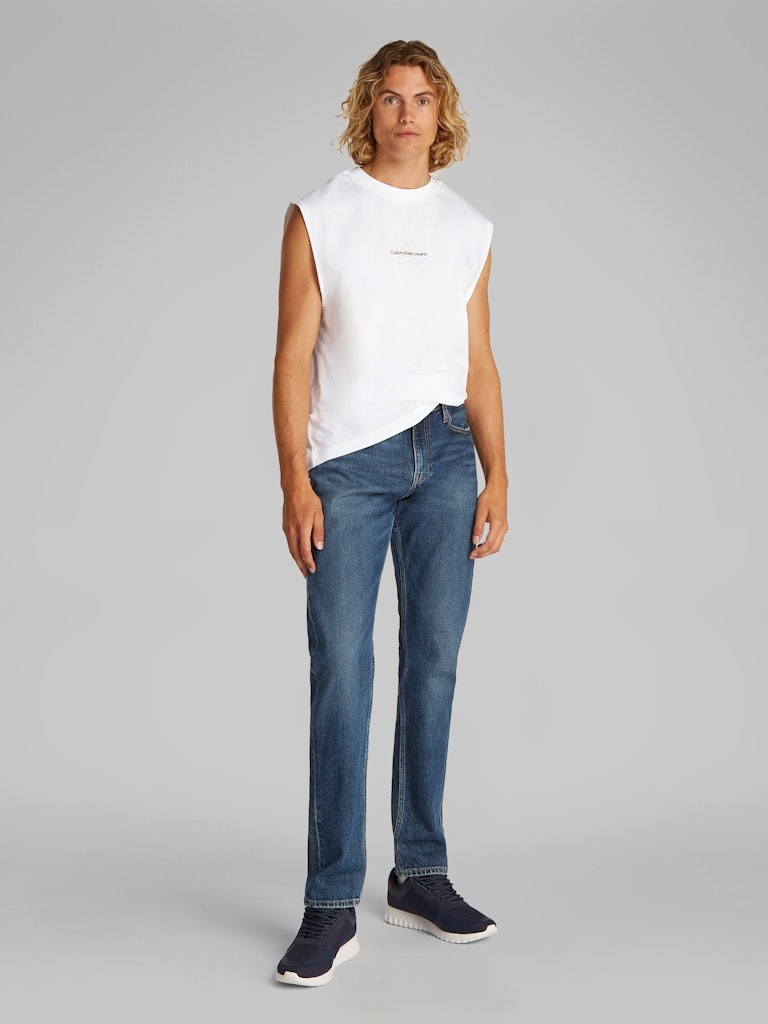 Calvin Klein Rejeneratif Pamuk Beyaz Erkek Kolsuz T-shirt - J30J327493YAF