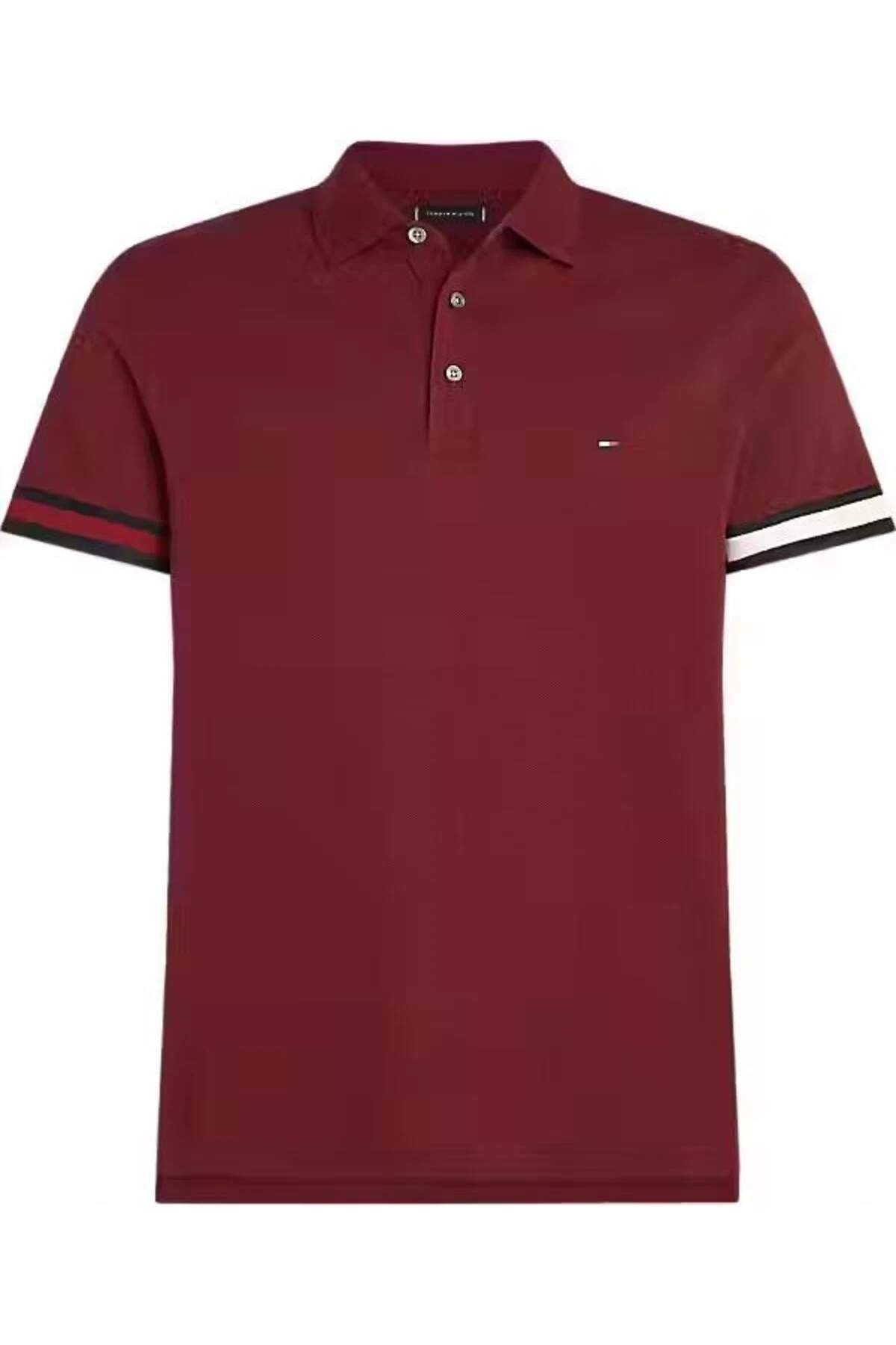 Tommy Hilfiger Erkek Kırmızı Düğmeli Polo Yaka T Shirt