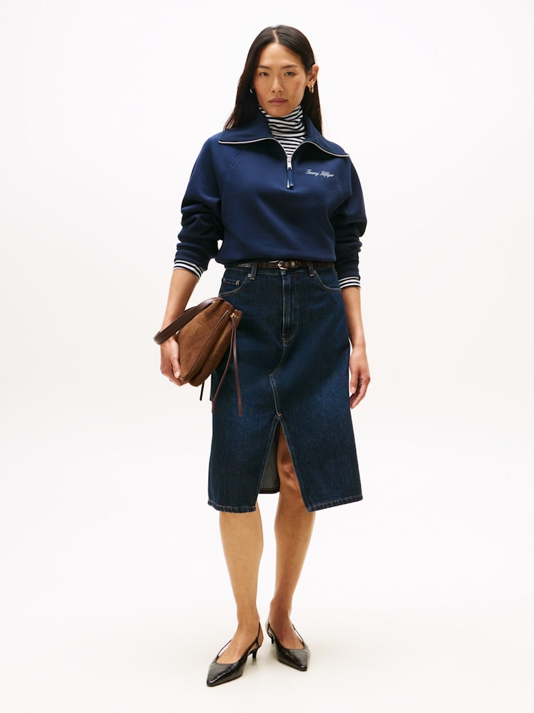 Tommy Hilfiger Kadın Lacivert Yarım Fermuar Sweatshirt