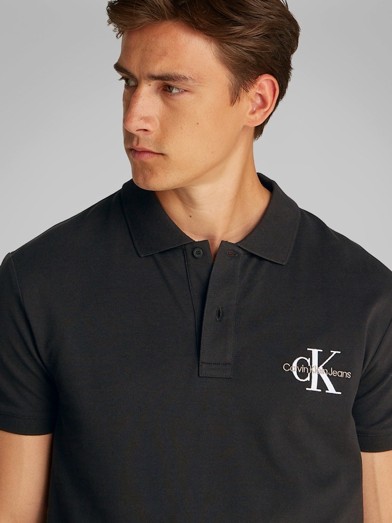 Calvin Klein Organik Pamuk Siyah Erkek Kısa Kollu Düğmeli Polo Yaka T-Shirt - J30J325664BEH
