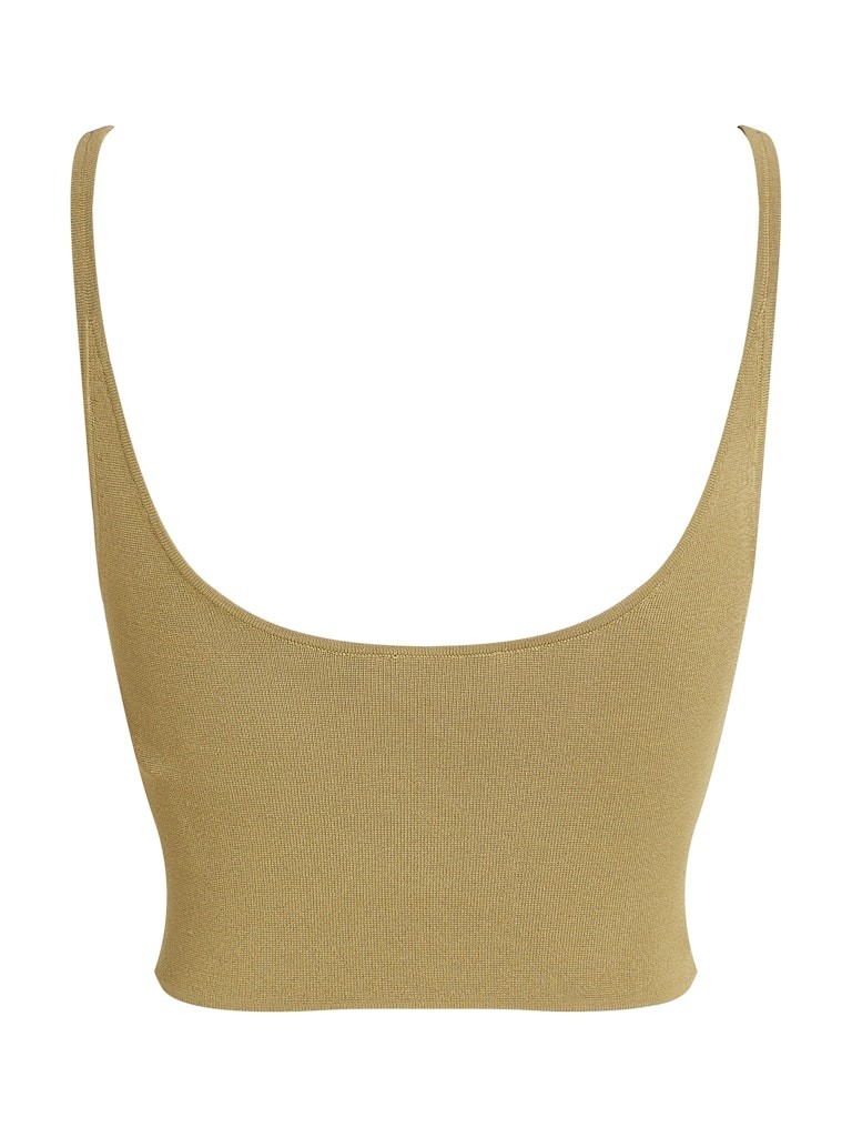 Calvin Klein Kadın Askılı Slim Fit V Yaka Örgü Kumaş Haki Bralet - J20J224805LFF