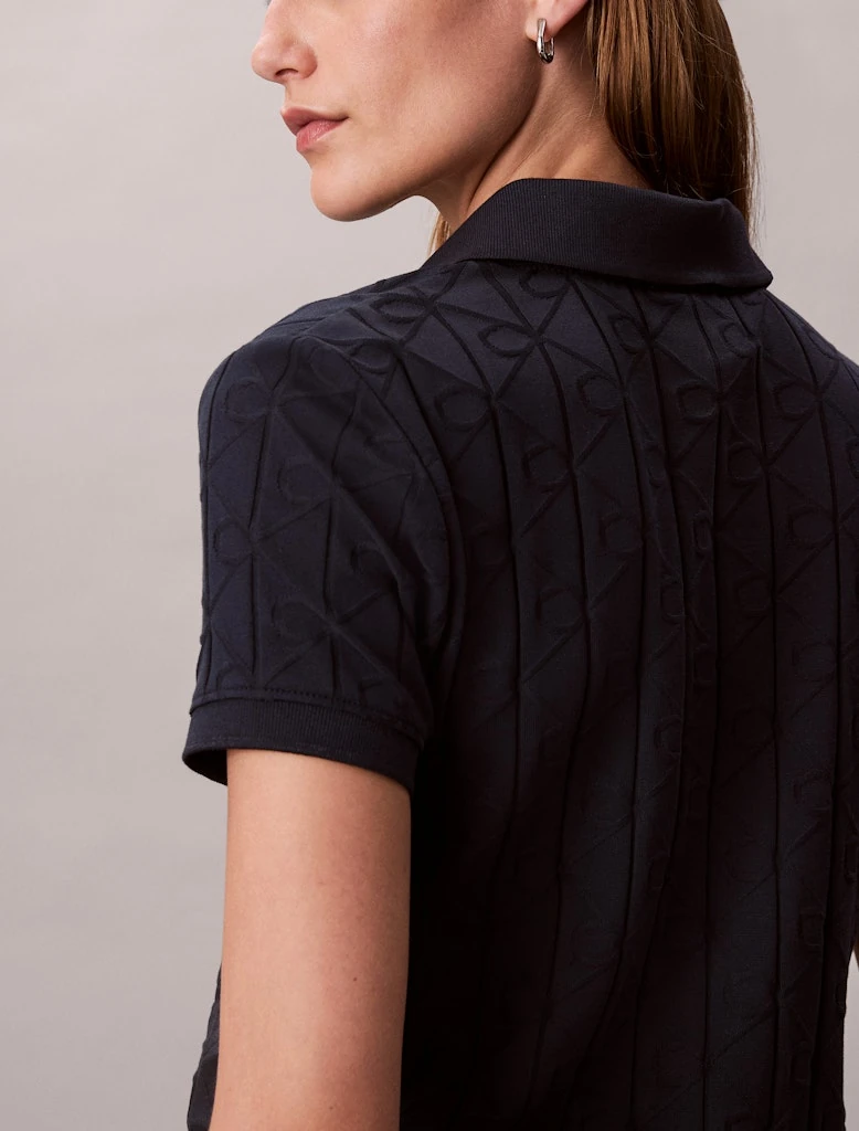 Calvin Klein Kadın Pamuklu Polo Yaka Lacivert T-Shirt