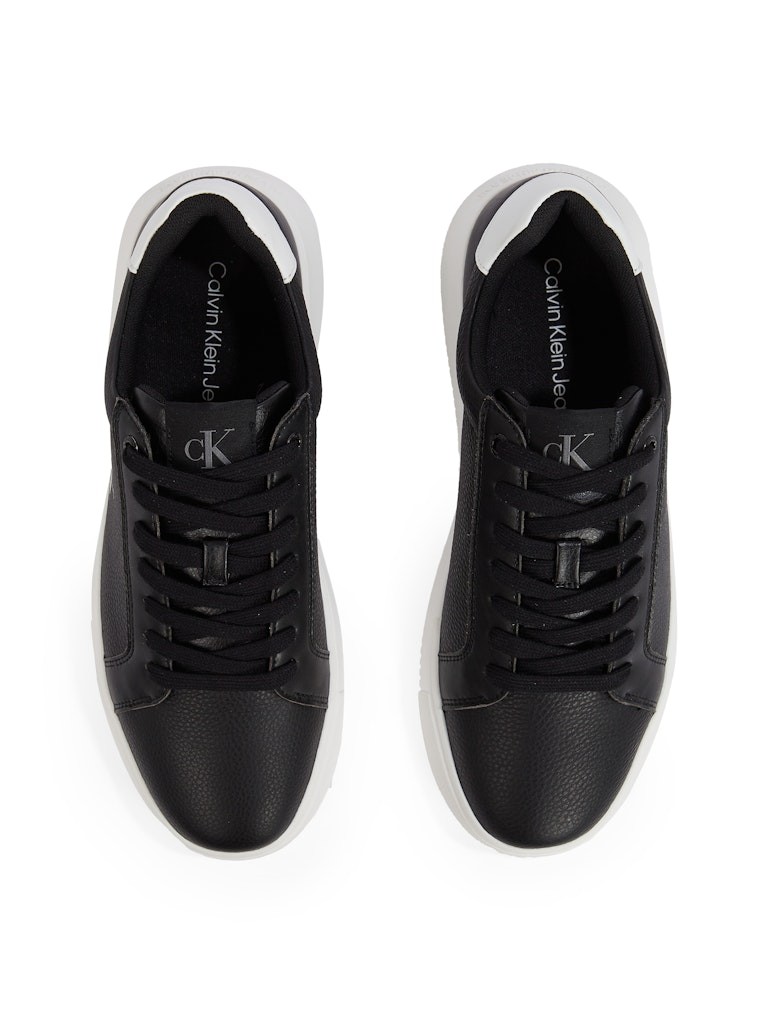 Calvin Klein Deri Siyah Erkek Kısa Taban Sneakers - YM0YM011980GN