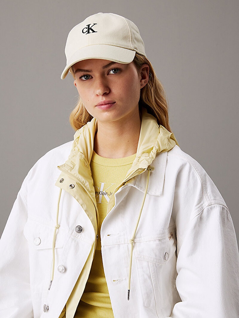 Calvin Klein Kadın Monogram Beyaz Embroidery Şapka