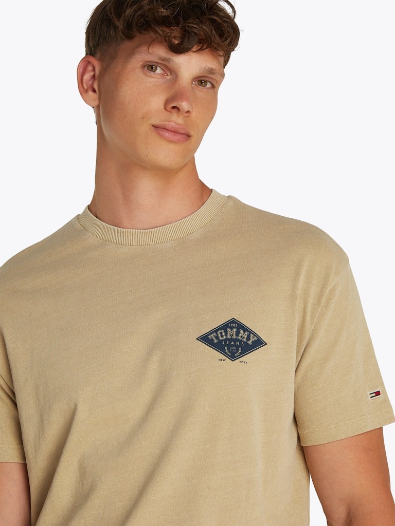 Tommy Hilfiger Pamuk Bej Erkek Kısa Kollu T-Shirt - DM0DM20806ACT
