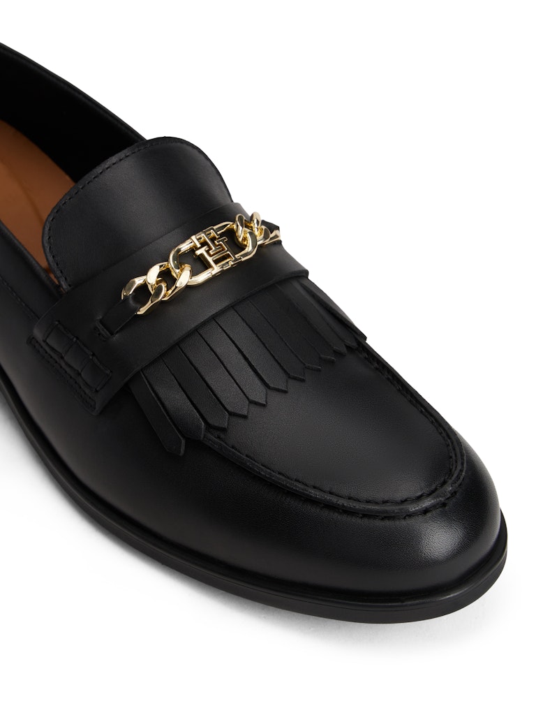 Tommy Hilfiger Kadın Siyah Deri Loafers Ayakkabı