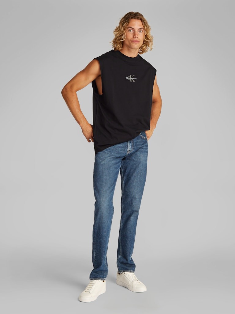 Calvin Klein Rejeneratif Pamuk Siyah Erkek Kolsuz T-shirt - J30J327493BEH