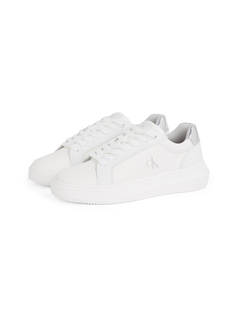 Calvin Klein Deri Beyaz Kadın Kısa Taban Sneakers - YW0YW017690LI