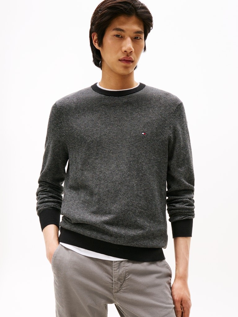 Tommy Hilfiger Erkek Gri O Yaka Triko