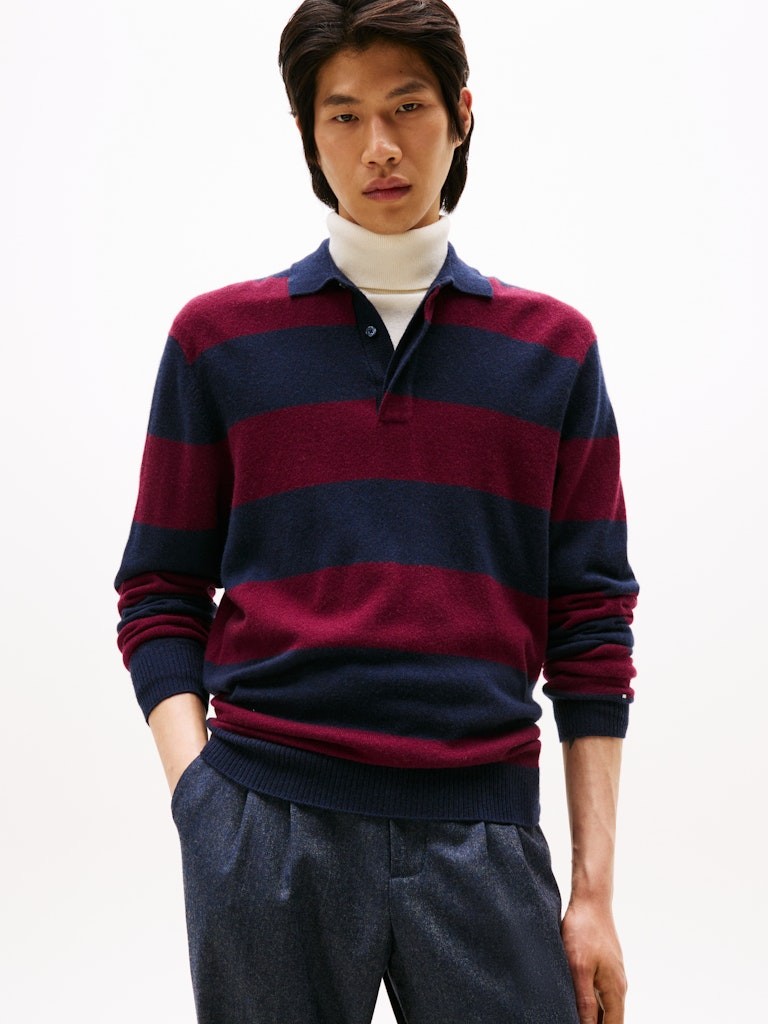 Tommy Hilfiger Erkek Lacivert Polo Yaka Triko