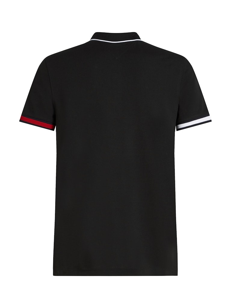 Tommy Hilfiger Organik Pamuk Siyah Erkek Kısa Kollu Düğmeli Polo Yaka T-Shirt - MW0MW38458BDS