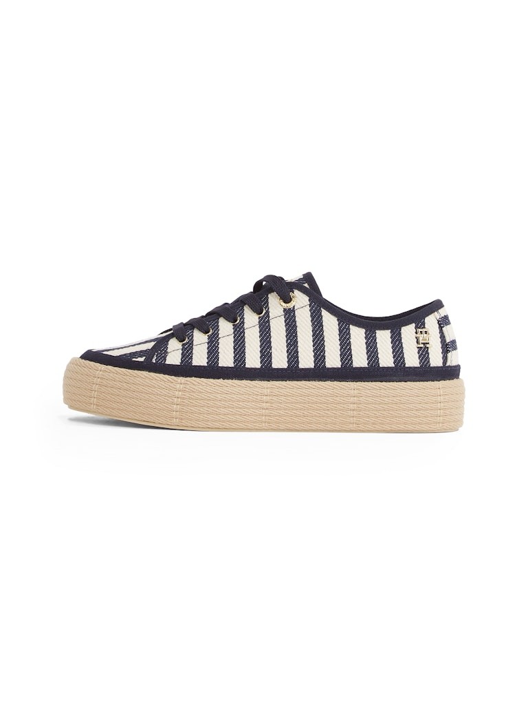Tommy Hilfiger Pamuk Mavi Kadın Kısa Taban Sneakers - FW0FW086460GZ