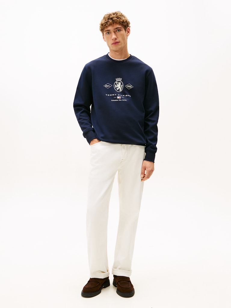 Tommy Hilfiger Erkek O Yaka Lacivert Sweatshirt