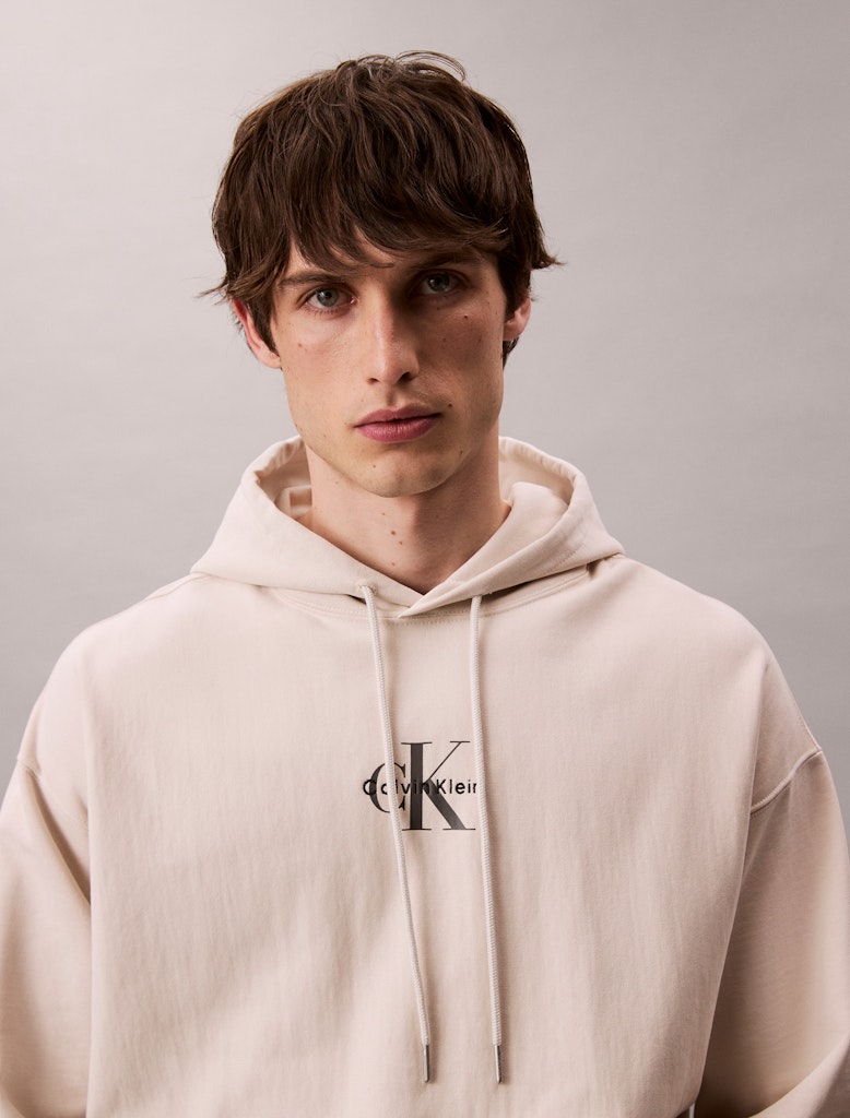 Calvin Klein Erkek Bej Kapşonlu Sweatshirt