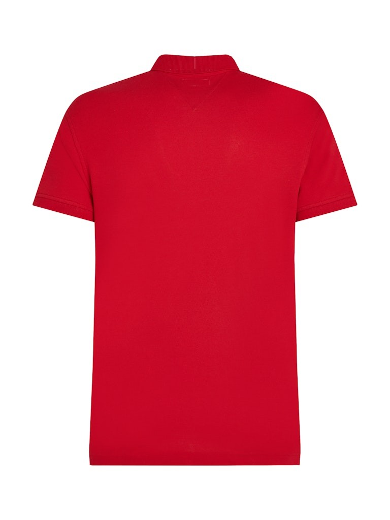 Tommy Hilfiger Organik Pamuk Kırmızı Erkek Kısa Kollu Düğmeli Polo Yaka T-Shirt
