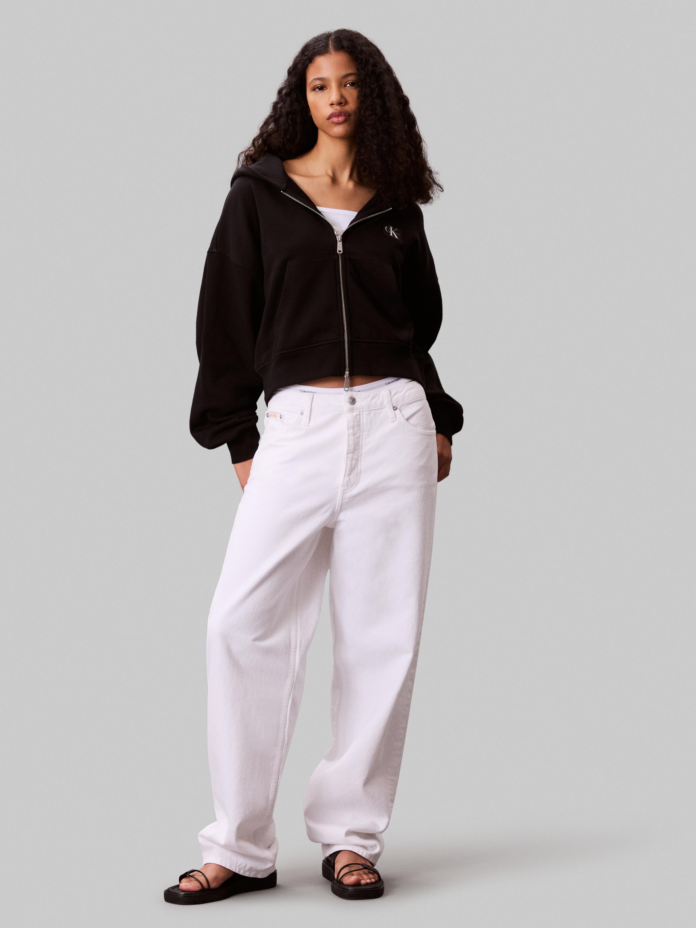 Calvin Klein Kadın Siyah Tam Fermuarlı Sweatshirt
