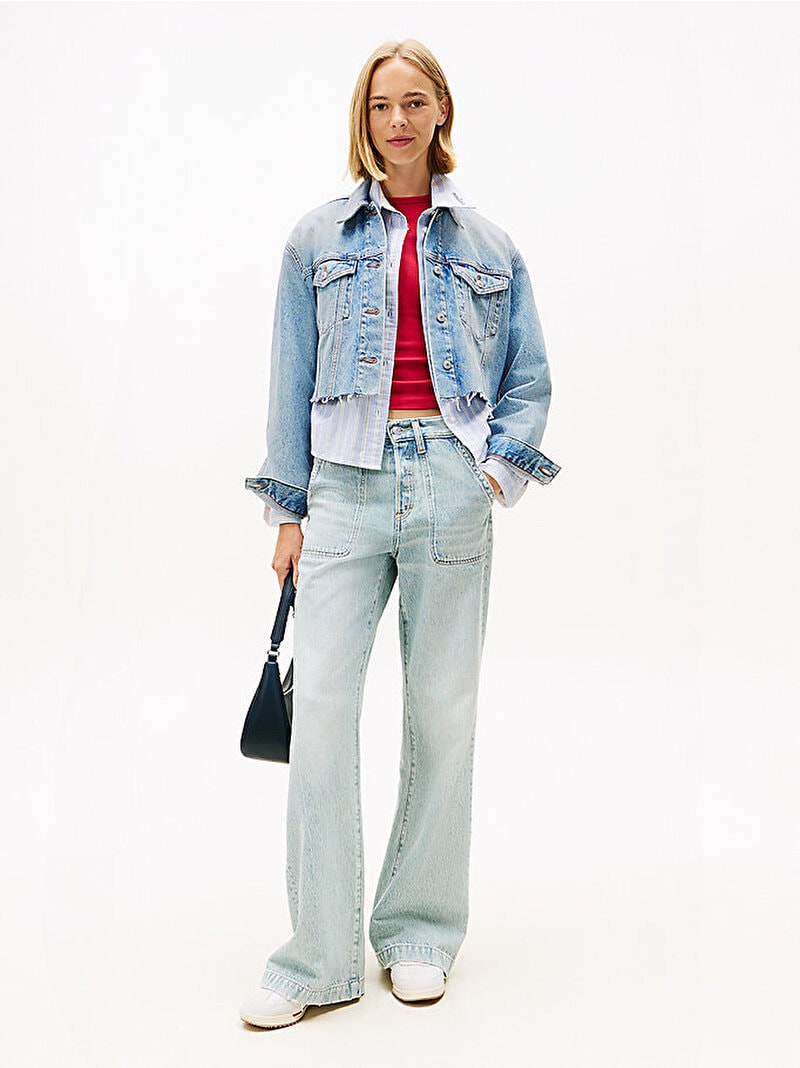 Tommy Hilfiger Kadın Cropped Trucker Denim Ceket
