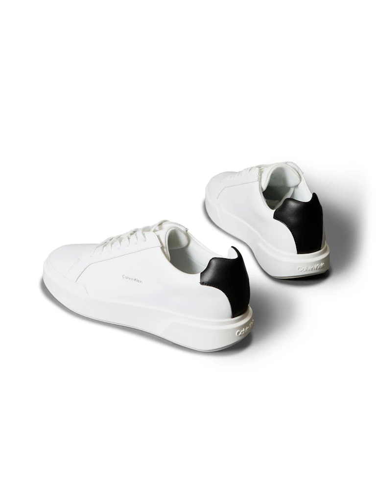 Calvin Klein Erkek Beyaz Deri Kısa Taban Chunky Sneakers