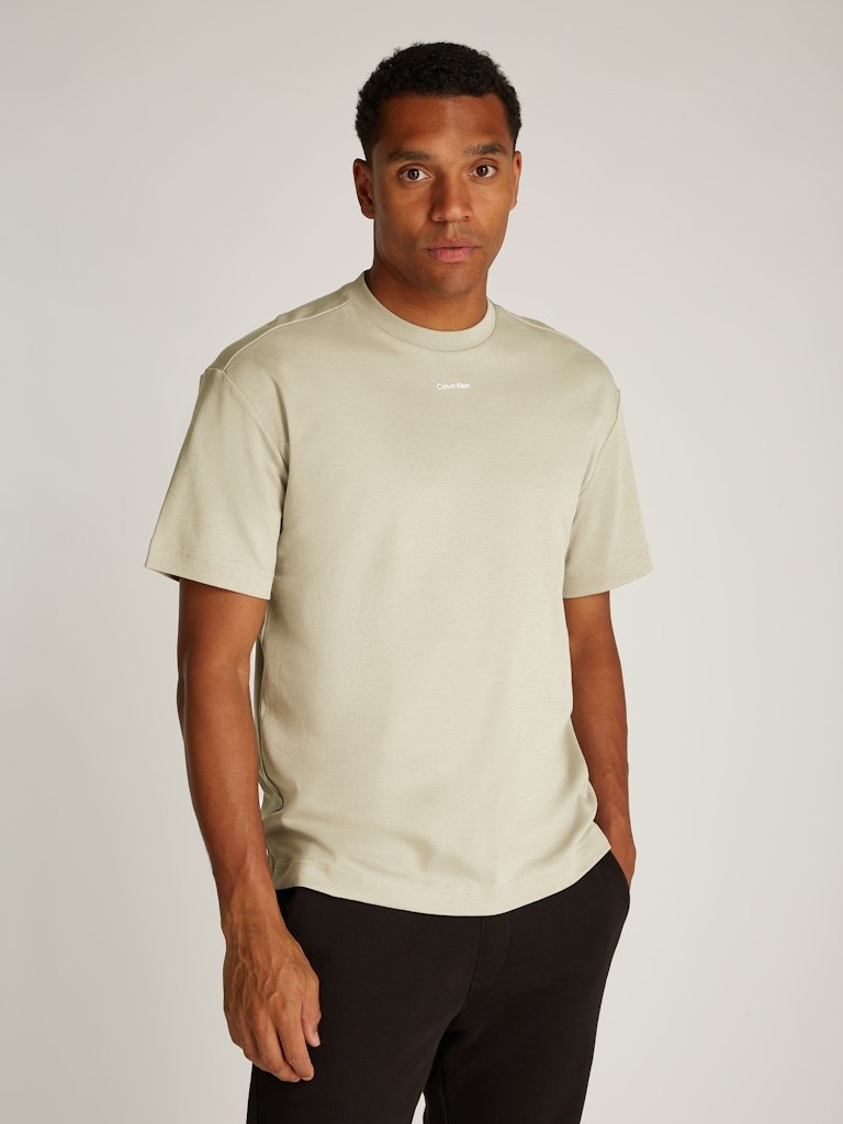Calvin Klein Erkek Logolu Kısa Kollu Pamuklu Haki T-Shirt - K10K112487RAJ