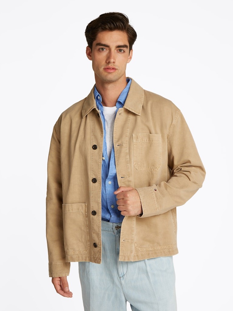 Tommy Hilfiger Pamuk Bej Erkek Gömlek Ceket - MW0MW39247RBT