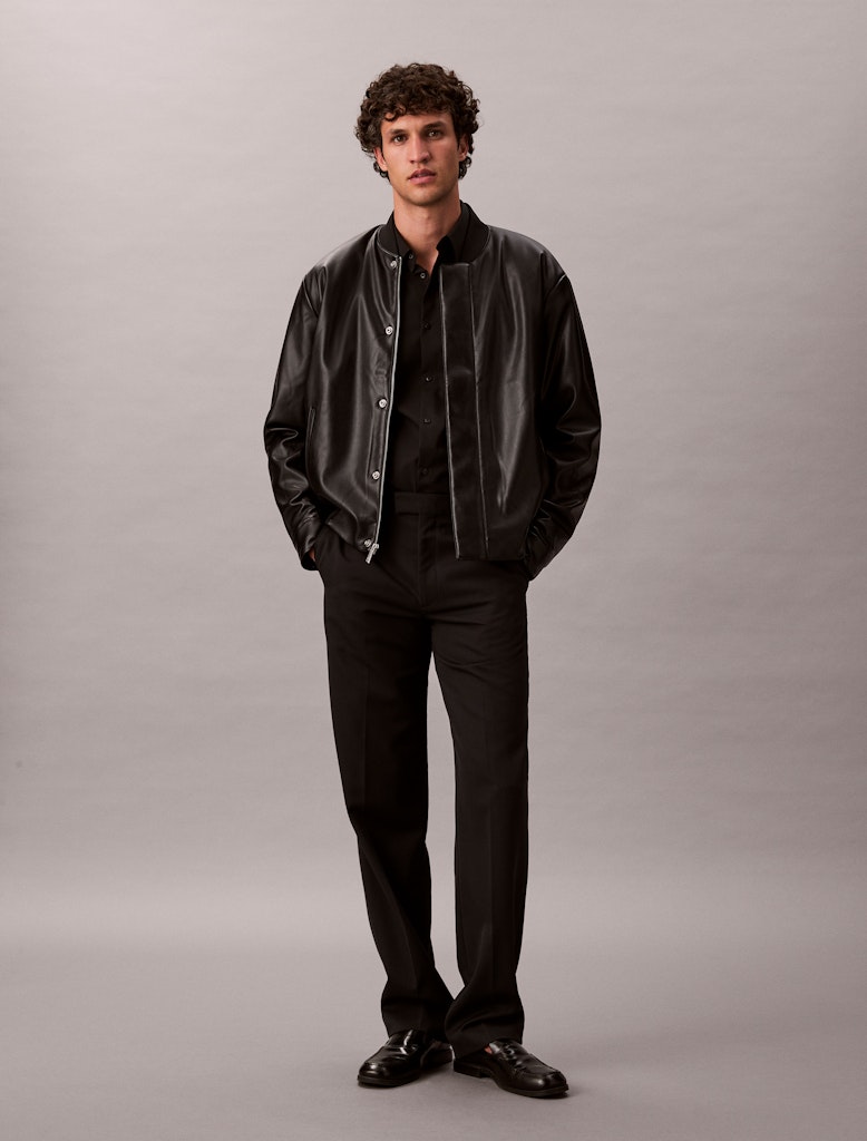 Calvin Klein Erkek Siyah Poplin Dar Kesim Uzun Kollu Gömlek