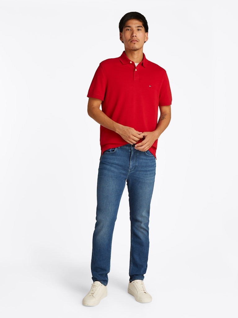 Tommy Hilfiger Organik Pamuk Kırmızı Erkek Kısa Kollu Düğmeli Polo Yaka T-Shirt - MW0MW17770XLD