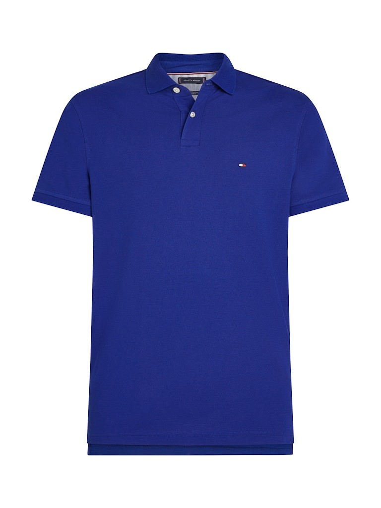 Tommy Hilfiger Organik Pamuk Mavi Erkek Kısa Kollu Düğmeli Polo Yaka T-Shirt - MW0MW17770D03