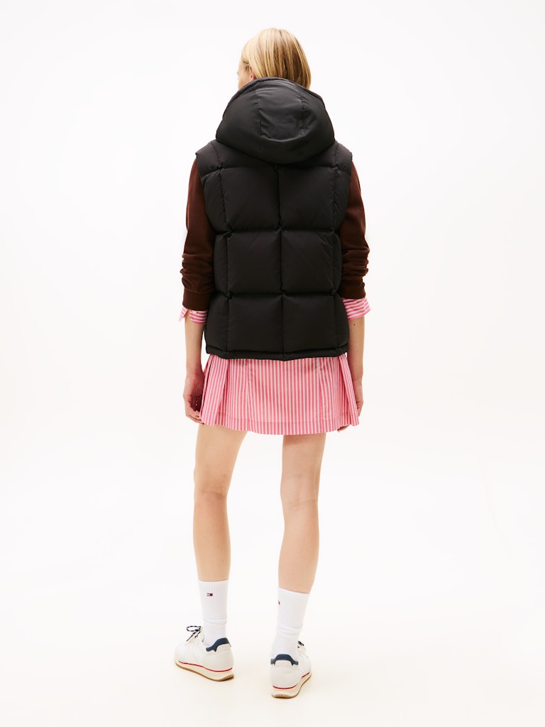 Tommy Hilfiger Kadın Siyah Kaz Tüyü Puffer Kapşonlu Yelek