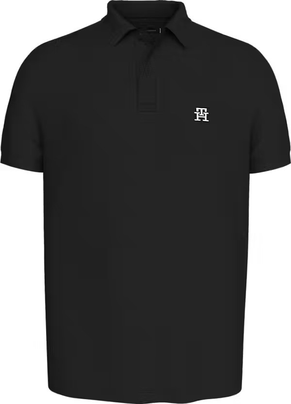 Tommy Hilfiger Organik Pamuk Siyah Erkek Kısa Kollu Düğmeli Polo Yaka T-Shirt - MW0MW33167BDS