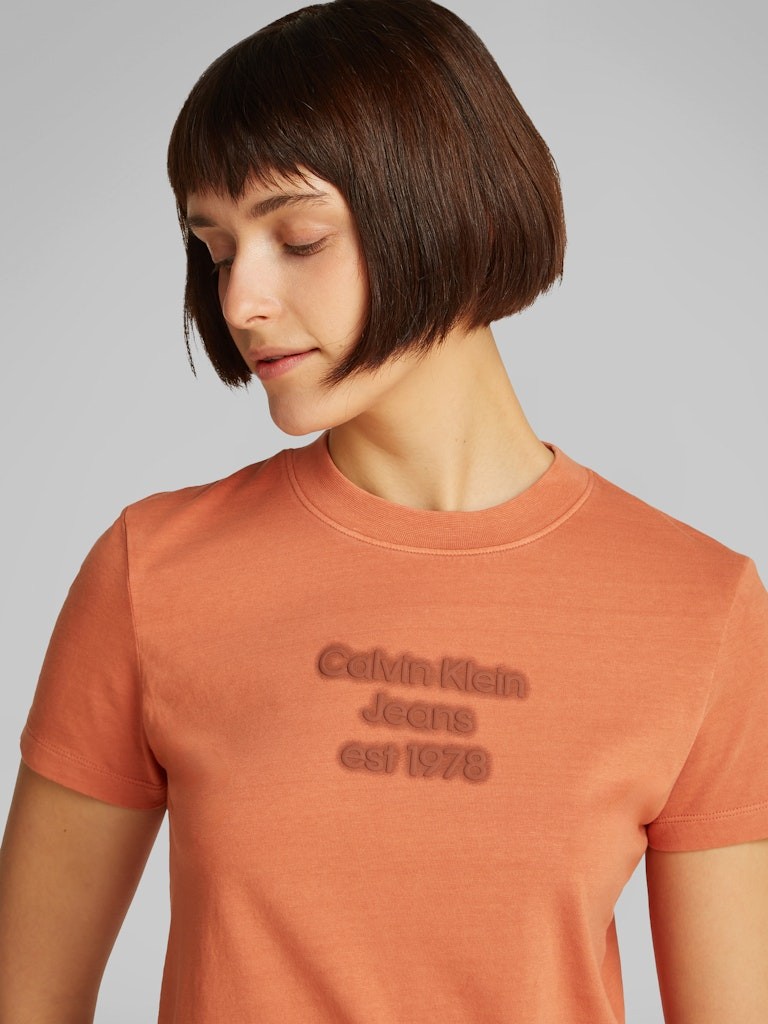 Calvin Klein Rejeneratif Pamuk Kahverengirengi Kadın Kısa Kollu T-Shirt - J20J224988GAM